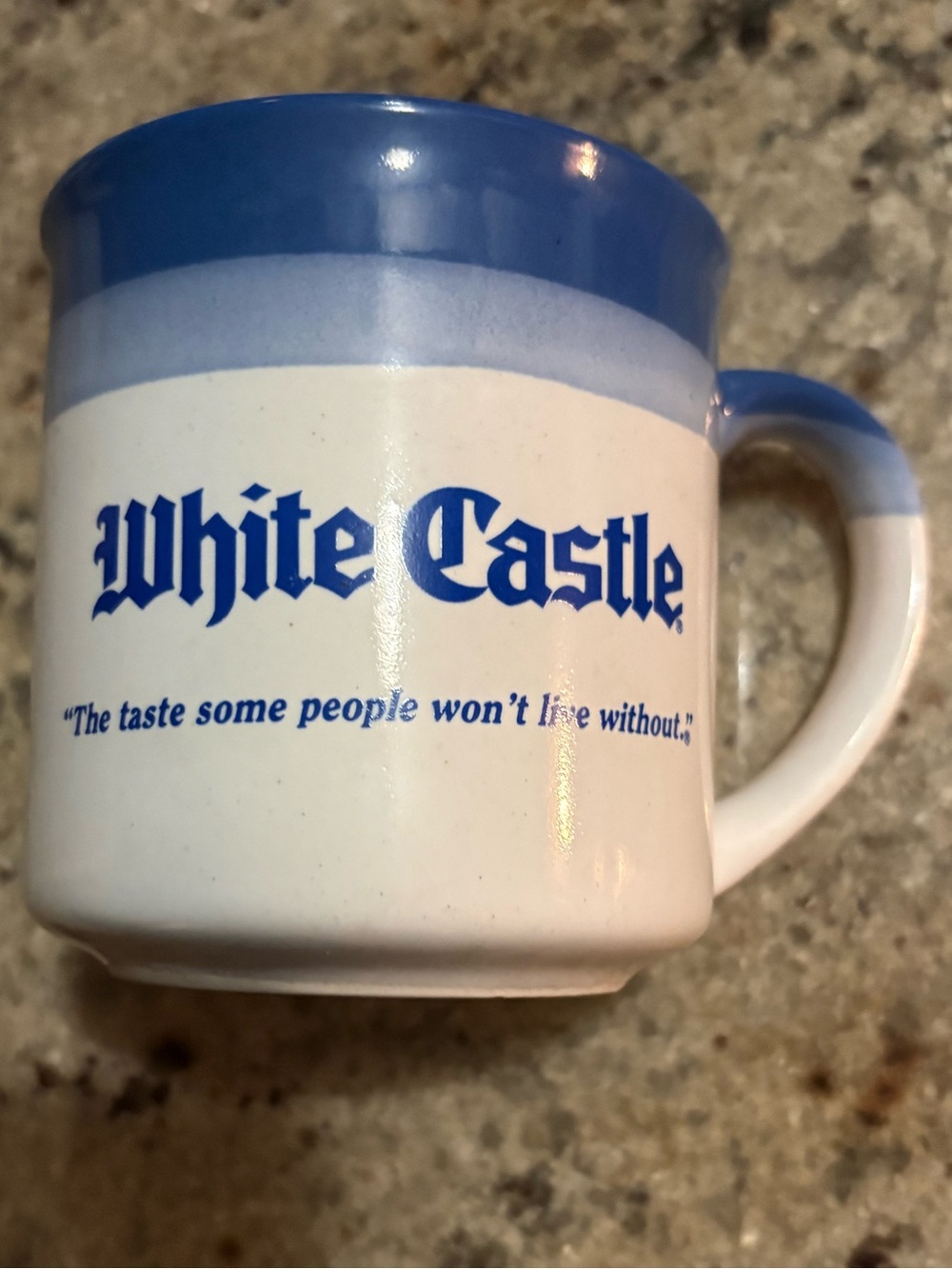 Blue and White Ceramic Logo Mug